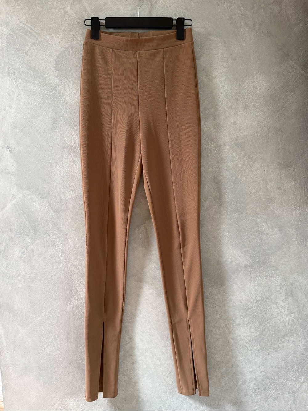 Zara Camel Skinny Split-Hem High-Rise Pants